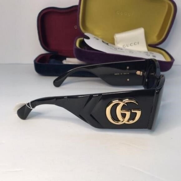 New- 💯 Original  Gucci GG0810S 001 Oval Quilted Thick Rim sunglasse","descripti - Picture 8 of 13